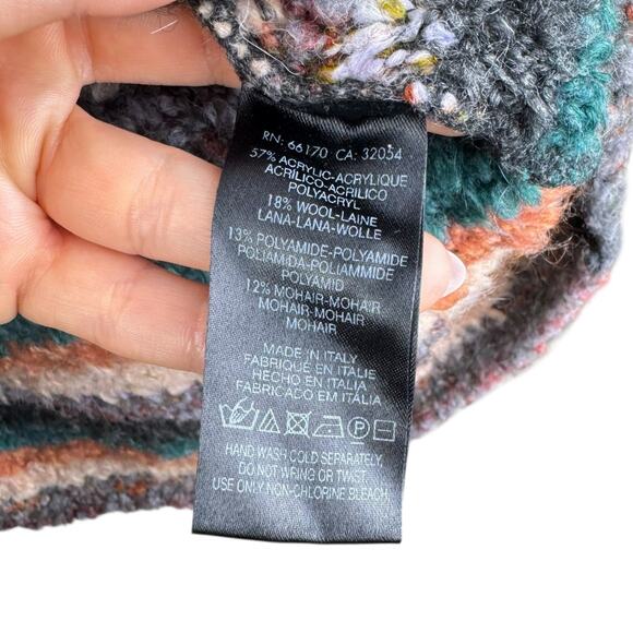 Anthropologie Moth Murray Boucle Chunky Knit Mohair Stripe Cowl Neck Sweater - Picture 12 of 15